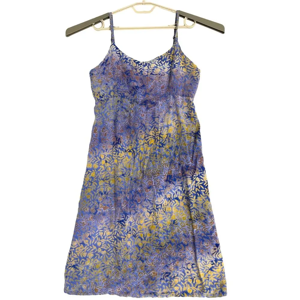 Handmade Babydoll Dress Blue Tan Brown Size L Sleeveless Y2K Fairy HOCO Prom